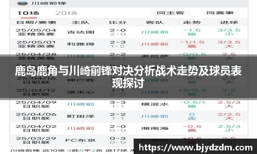鹿岛鹿角与川崎前锋对决分析战术走势及球员表现探讨